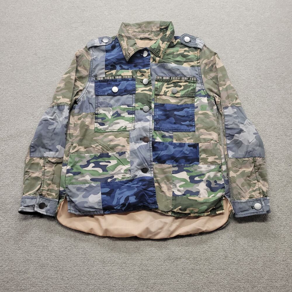 GAP Camo Patchwork Military Field Jacket Men's Small Blue Green Camouflage